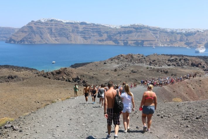 Parque Nacional Geológico de Nea Kameni, Santorini, Grécia Parque Nacional Geológico de Nea Kameni, Santorini, Grécia