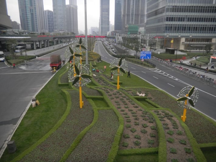 Cataventos na Century Avenue, Xangai, China Cataventos na Century Avenue, Xangai, China