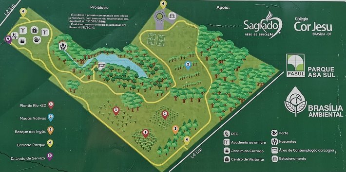 10 parques públicos para conhecer em Brasília 14 Mapa do Parque Ecológico da Asa Sul, Brasília